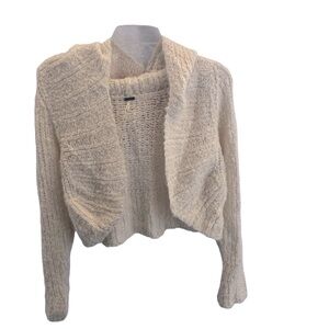 Free People knit open front crop jacket with hood